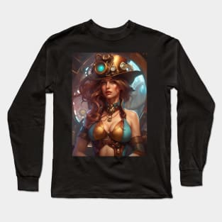 Beautiful Steampunk Lady Long Sleeve T-Shirt